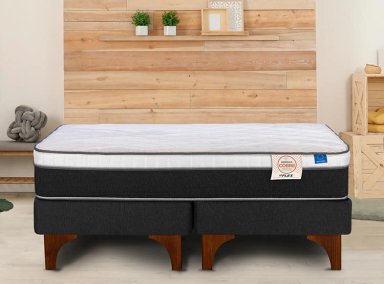 JUEGO DE DORMITORIO FLEX CAMA EUROPEA NÓRDICA COBRE 2 PLAZAS GRIS + RESPALDO ROYAL - 5