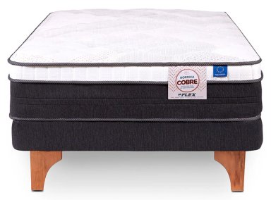 CAMA EUROPEA FLEX NÓRDICA COBRE 1.5 PLAZAS GRIS - 1