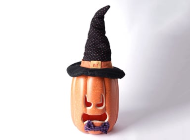ADORNO HALLOWEEN CALABAZA SIMPLE CON GORRO 25 CM - 1