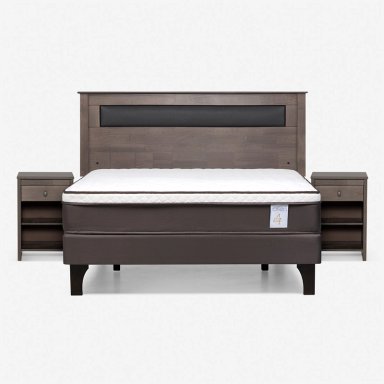 JUEGO DE DORMITORIO ROSEN CAMA EUROPEA NEW STYLE 4 PLUS BN 2 PLAZAS + SET FERRARA GRIS - 1
