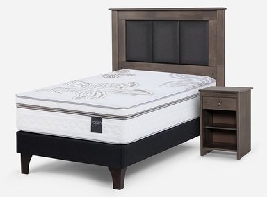 JUEGO DE DORMITORIO ROSEN CAMA EUROPEA ART 4 1.5 PLAZAS + SET RACHEL GRIS - 2