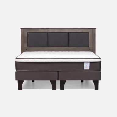 CAMA EUROPEA ROSEN NEW STYLE 4 PLUS KING + RESPALDO RACHEL GRIS - 1