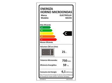 MICROONDAS ELECTROLUX 25 L ME25N DIGITAL NEGRO PLATO GIRATORIO - 9