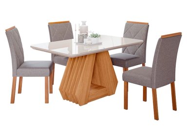 JUEGO DE COMEDOR DECOCASA ÁGATA FER LG 4 SILLAS CRUDO - 1