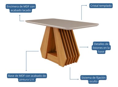 JUEGO DE COMEDOR DECOCASA ÁGATA FER LG 4 SILLAS CRUDO - 6