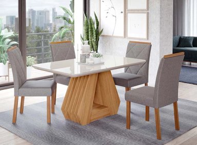 JUEGO DE COMEDOR DECOCASA ÁGATA FER LG 4 SILLAS CRUDO - 8