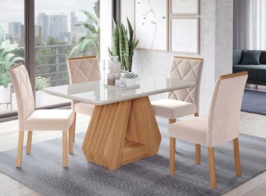 JUEGO DE COMEDOR DECOCASA ÁGATA FER NU 4 SILLAS CRUDO - 8