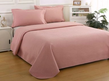 CUBRECAMA QUILT ILLUSIONS KING ROSADO LISO ATENAS - 1