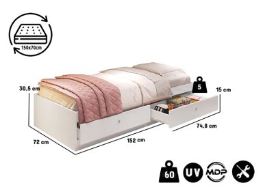 CAMA TRANSICIÓN INFANTIL KIDSCOOL CI3070BR BLANCO - 4