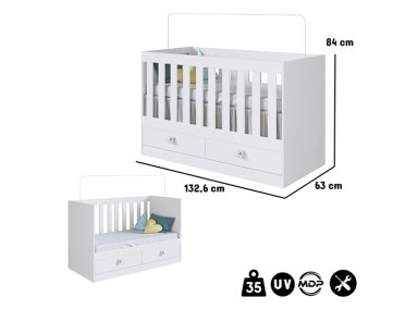 CUNA MULTIFUNCIONAL KIDSCOOL 3 EN 1 NEW AMORE BE062BR BLANCO - 3