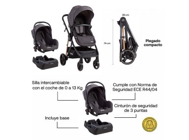 COCHE CUNA TRAVEL SYSTEM BEBE COSMOS CON BASE NEGRO BEBESIT - 8