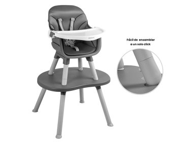 SILLA DE COMER BEBE BABY DESK 3&1 GRIS BEBESIT - 7