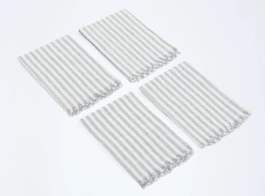 SET SERVILLETAS MAISON LINETT GRIS RAYAS X4 - 1