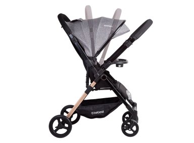 COCHE PASEO BEBE CITY COMPACTO LIVIANO GRIS BEBESIT - 5