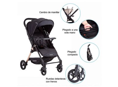 COCHE PASEO BEBE CITY COMPACTO LIVIANO NEGRO BEBESIT - 8