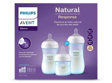 MAMADERA AVENT NATURAL TRIPLE PACK CELESTE - 1