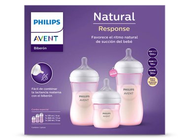 MAMADERA AVENT NATURAL TRIPLE PACK ROSA - 1