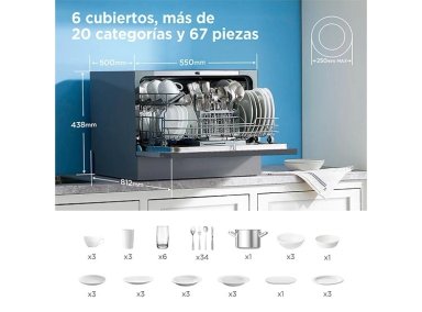 LAVAVAJILLAS MIDEA 6 CUBIERTOS FREESTANDING MDWTF0602MS - 6