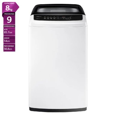 LAVADORA CARGA SUPERIOR SAMSUNG WA80CG4240BW 8KG BLANCO - 1
