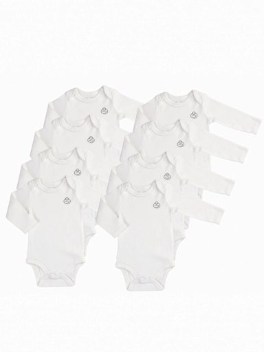PACK 8 BODYS ALGODÓN UNISEX BEBESIT BLANCO - 1