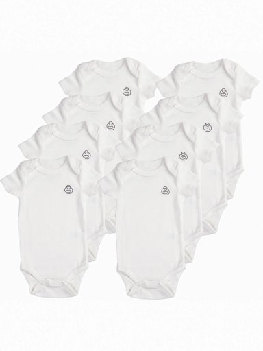 PACK 8 BODYS ALGODÓN UNISEX BEBESIT BLANCO MANGA CORTA - 1