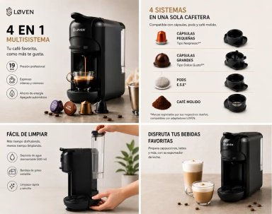 CAFETERA LOVEN CÁPSULA EXPRESSO DROM 4 EN 1 - 4