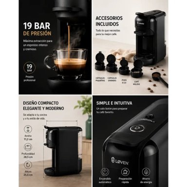 CAFETERA LOVEN CÁPSULA EXPRESSO DROM 4 EN 1 - 5