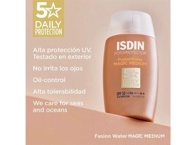 FOTOPROTECTOR ISDIN FUSION WATER MAGIC COLOR MEDIUM  SPF50 50 ML - 4