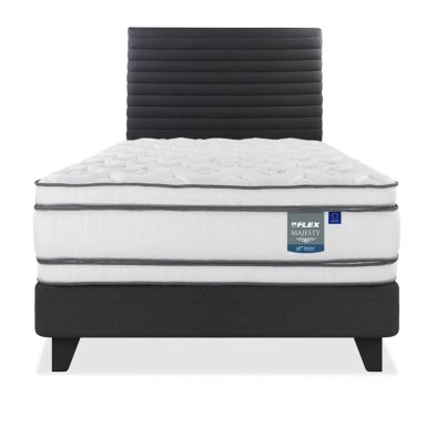 JUEGO DE DORMITORIO FLEX CAMA EUROPEA MAJESTY 1.5 PLAZAS + RESPALDO MODERN GRAFITO - 1
