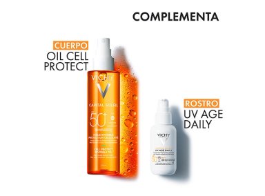 TRATAMIENTO FACIAL VICHY HIDRATANTE CAPITAL SOLEIL ACEITE CELL PROTECT SPF 50+ 200 ML - 7