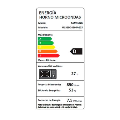 MICROONDAS SAMSUNG 32 L  MS32DG4504AGZS CON POWER DEFROST PLATO GIRATORIO - 9