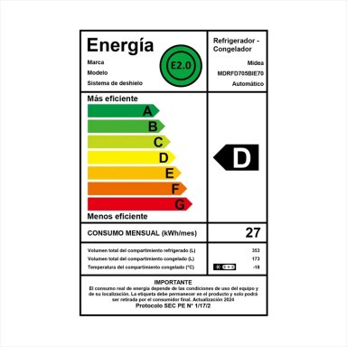REFRIGERADOR FRENCH DOOR MIDEA MDRFD705BIE70 526L NO FROST GRIS - 12