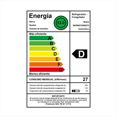 REFRIGERADOR SIDE BY SIDE MIDEA MDRMD706BIE70 527L NO FROST GRIS - 11