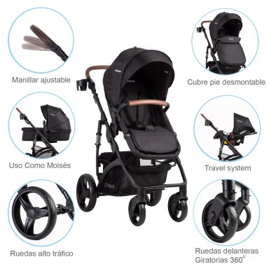 COCHE TRAVEL QUES R750 NEGRO - 3