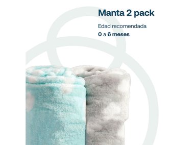 PACK 2 MANTAS BEBESIT BEBÉ HIPOALERGÉNICAS CELESTE 100 X 80 CM - 2