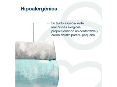 PACK 2 MANTAS BEBESIT BEBÉ HIPOALERGÉNICAS CELESTE 100 X 80 CM - 3