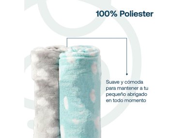 PACK 2 MANTAS BEBESIT BEBÉ HIPOALERGÉNICAS CELESTE 100 X 80 CM - 4