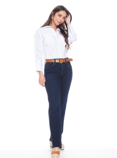 JEANS MUJER WADOS RECTO ALGODÓN TIRO ALTO - 1