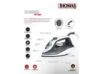 PLANCHA A VAPOR THOMAS 1600 W TH-7003 - 7