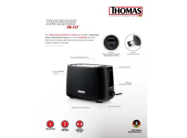 TOSTADORA THOMAS 2 REBANADAS TH-117 - 7