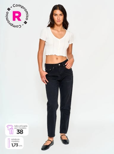 JEANS MUJER INDEX ALGODÓN MOM TIRO MEDIO - 1