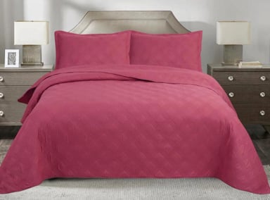 CUBRECAMA QUILT ANDES 1.5 PLAZAS FUCSIA LISO FRAMBUESA - 1