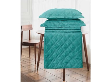 CUBRECAMA QUILT ANDES 1.5 PLAZAS TURQUESA LISO - 3