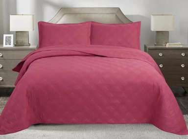 CUBRECAMA QUILT ANDES 2 PLAZAS FUCSIA LISO FRAMBUESA - 1