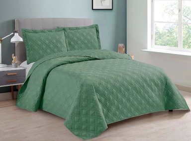 CUBRECAMA QUILT ANDES 2 PLAZAS VERDE LISO - 1