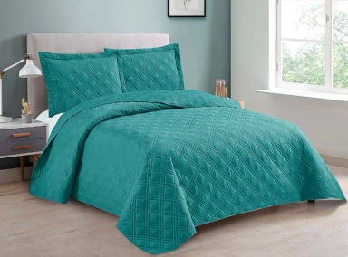 CUBRECAMA QUILT ANDES KING TURQUESA LISO - 1