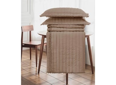 CUBRECAMA QUILT ANDES 1.5 PLAZAS TAUPE POM-POM - 2