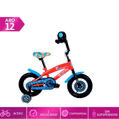 BICICLETA INFANTIL BIANCHI HOT WHEELS ROJO ARO 12 - 1