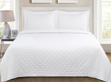 CUBRECAMA QUILT ILLUSIONS 1.5 PLAZAS BLANCO LISO ROMA - 1