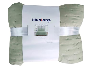 CUBRECAMA QUILT ILLUSIONS 1.5 PLAZAS OLIVA LISO ROMA - 2